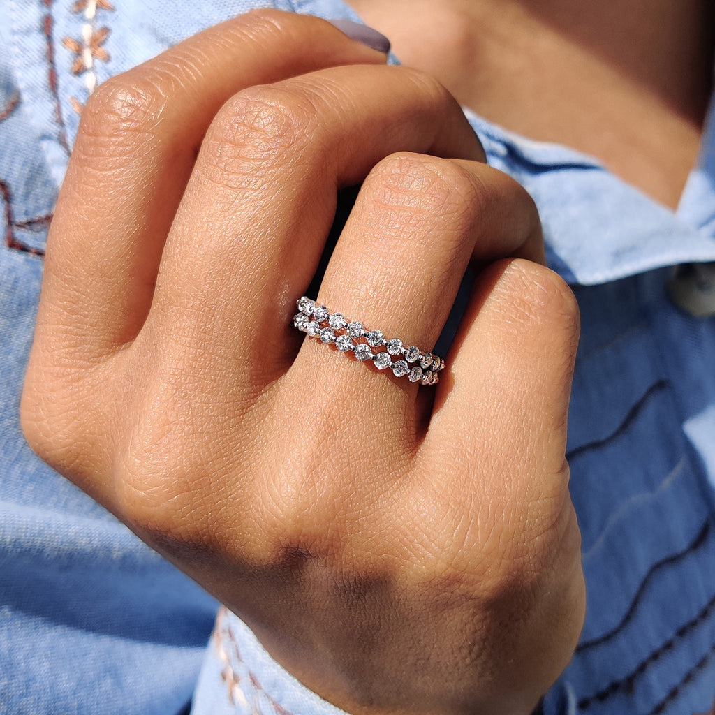 Round Moissanite Eternity Band For Women