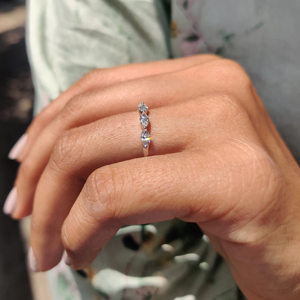 Half Eternity 5 Stone Wedding Band In white Gold