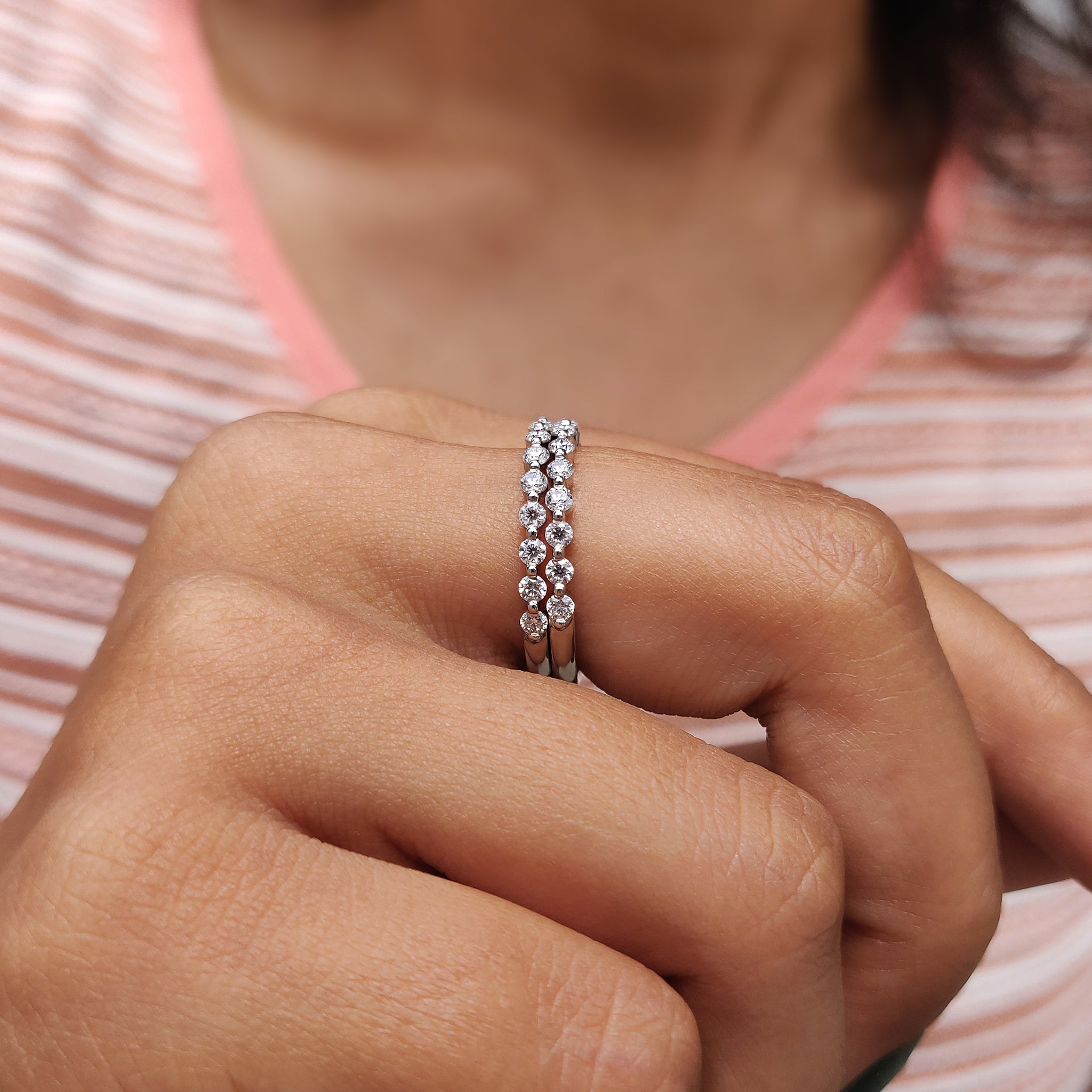 White Gold Band - 3/4 Eternity Style