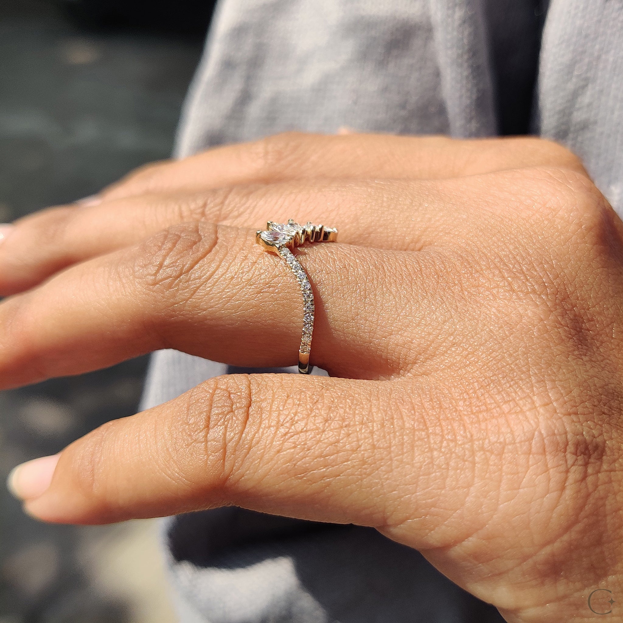 Tiara Wedding Band in Marquise and Round Diamond