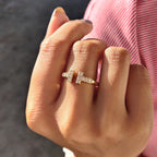 Round Moissanite Wedding Band In Open Gap Setting