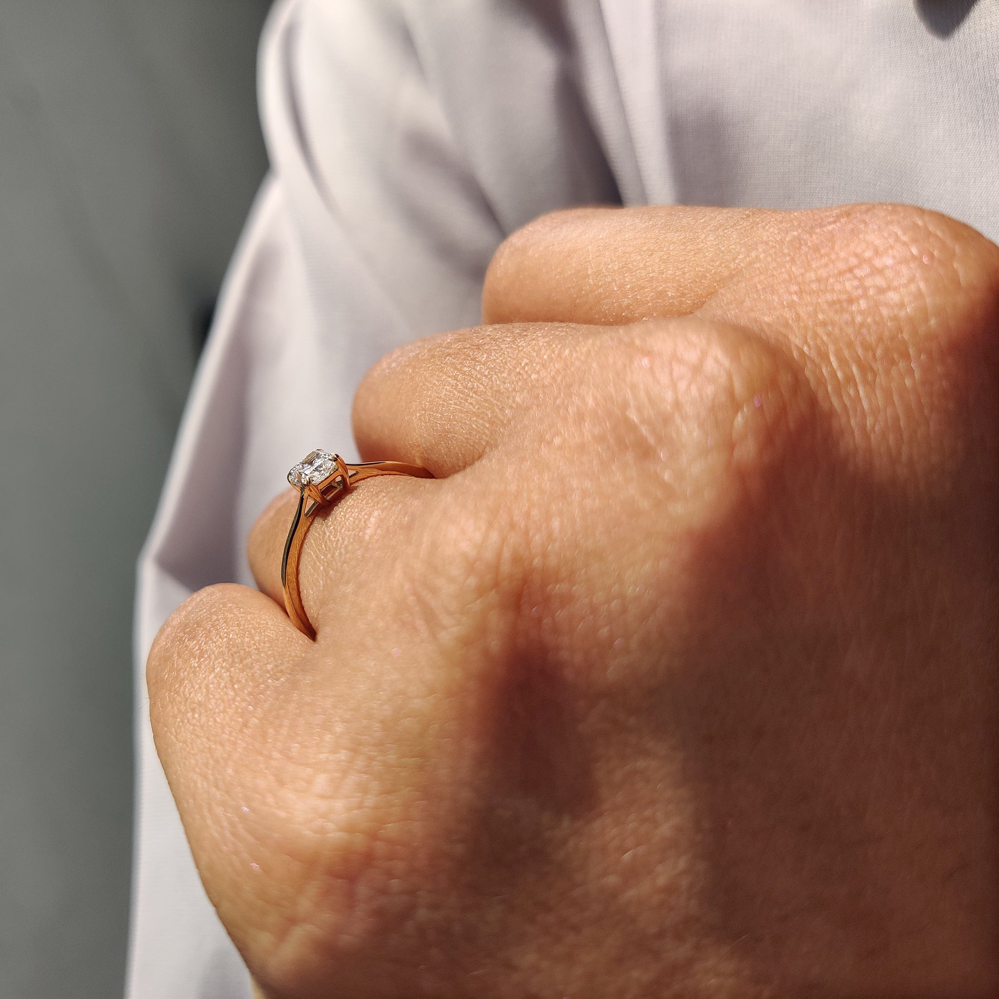 Square Radiant Cut Diamond Ring In Yellow,Rose,White Gold
