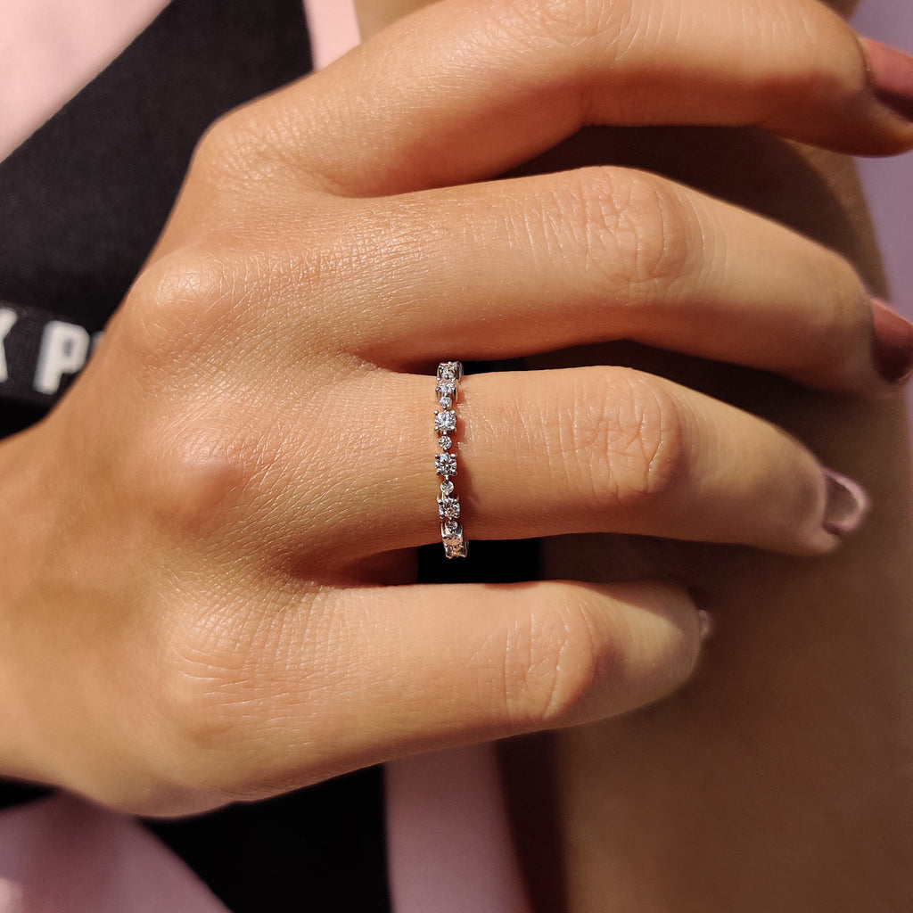 Moissanite Eternity Band With Round Cut Stones