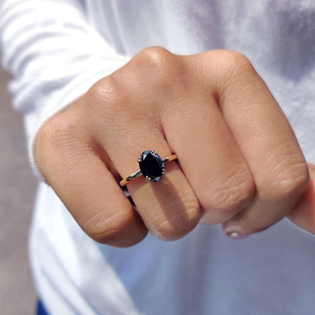 Double Prong Back Oval Cut Engagement Ring