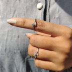 2 Round Cut Moissanite In Open Gap Wedding Band