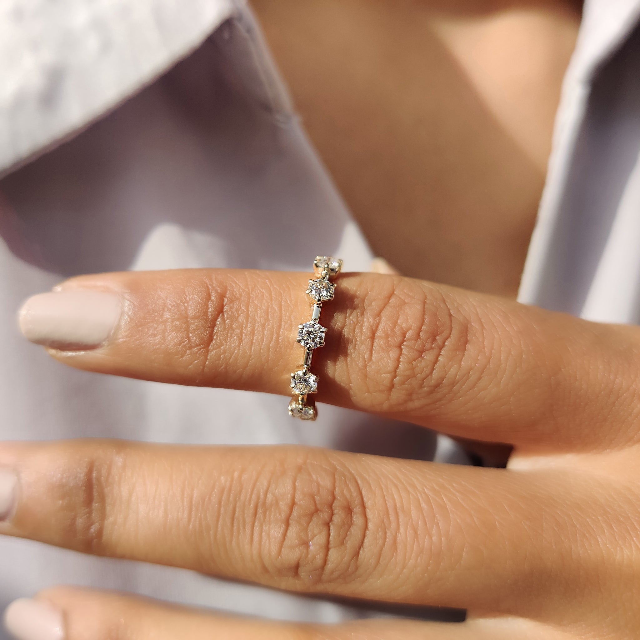 Round Cut Yellow Gold Wedding Band