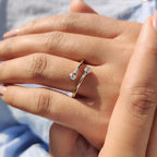 Double Bezel Set Two Stone Wedding Band