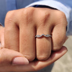 Round Cut Vintage Style Chevron Wedding Band