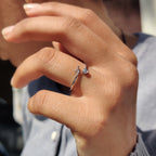 Round Moissanite Band With Aries Zodiac Symbol