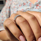 Round Cut Wedding Band With Multi Row Pave Style