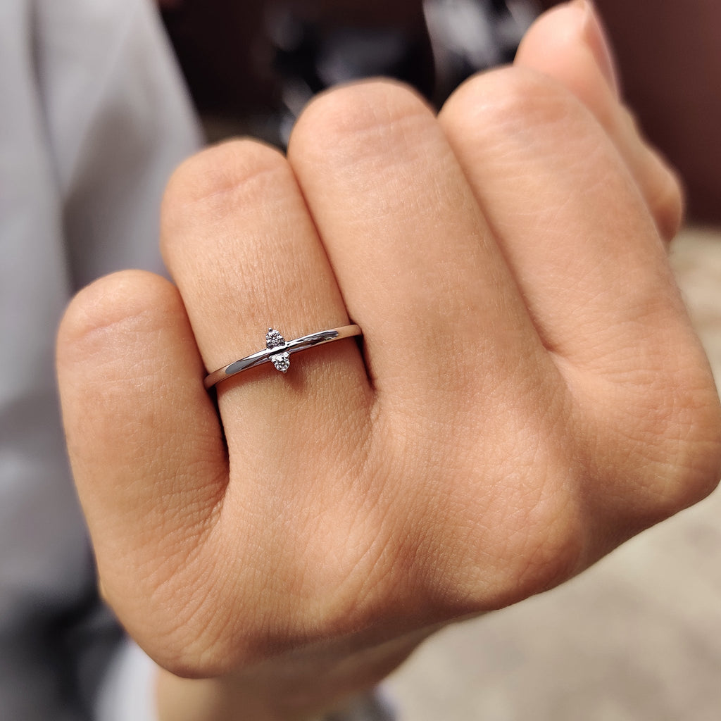 2 Stone Wedding Band In Round Cut