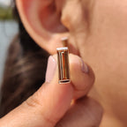 Baguette Cut Earrings In Semi Bezel Style