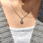 Round Cut Halo Pendant Featuring For Women