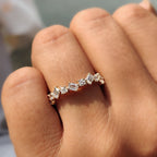 Zig Zag Band Featuring Emerald and Round Cut Diamond