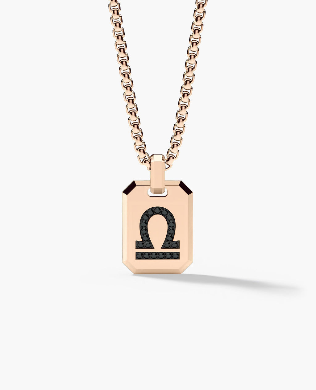 LIBRA MINI ZODIAC Dog Tag Gold Pendant with 0.25ct Black Diamonds