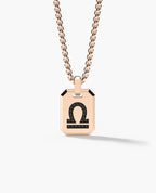 LIBRA MINI ZODIAC Dog Tag Gold Pendant with 0.25ct Black Diamonds