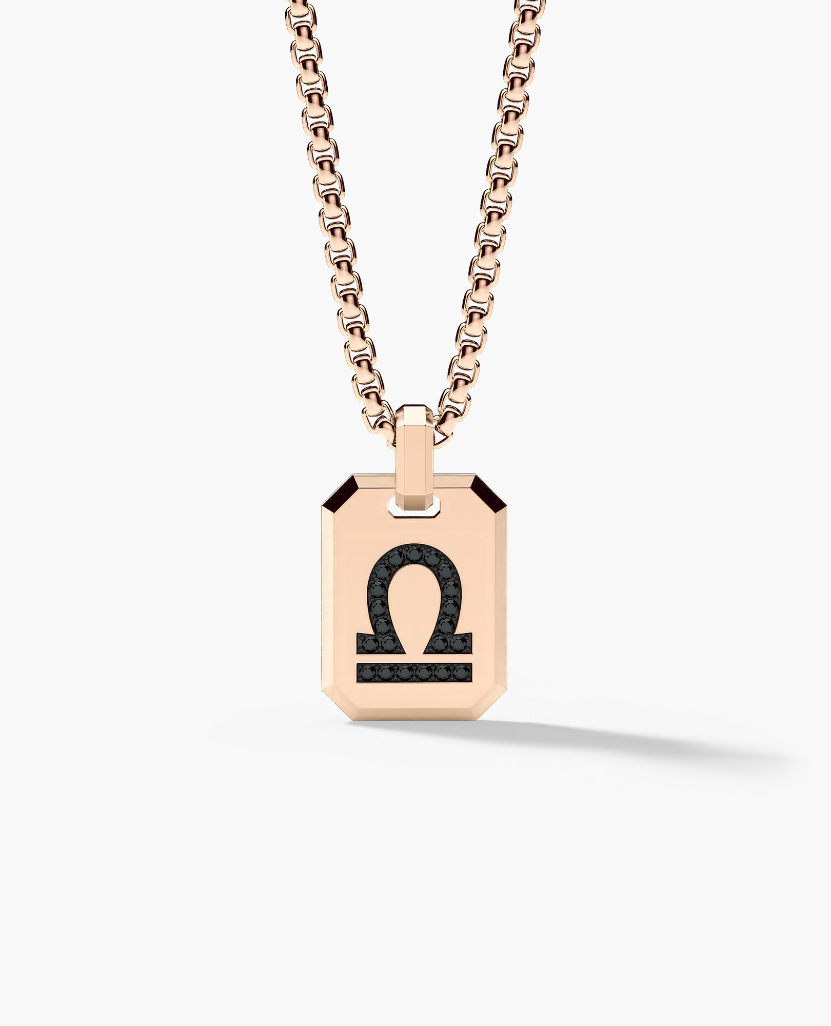 LIBRA MINI ZODIAC Dog Tag Gold Pendant with 0.25ct Black Diamonds