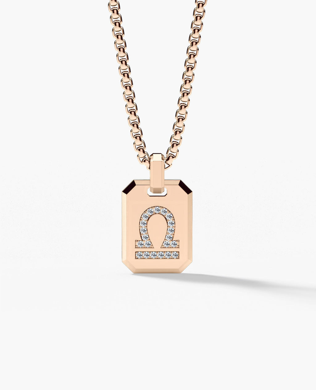 LIBRA MINI ZODIAC Dog Tag Gold Pendant with 0.25ct Diamonds