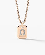 LIBRA MINI ZODIAC Dog Tag Gold Pendant with 0.25ct Diamonds