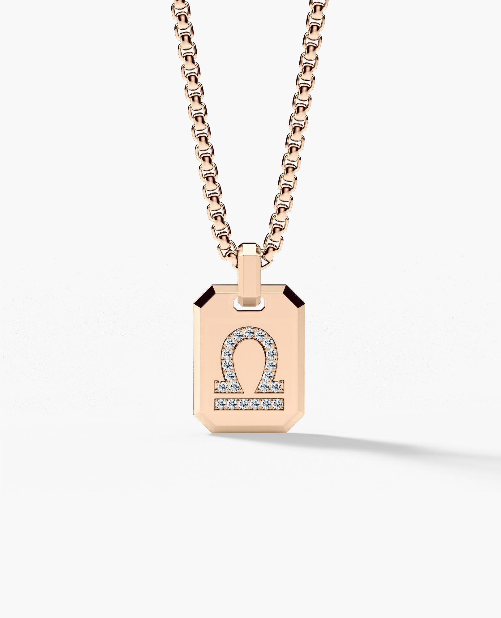 LIBRA MINI ZODIAC Dog Tag Gold Pendant with 0.25ct Diamonds