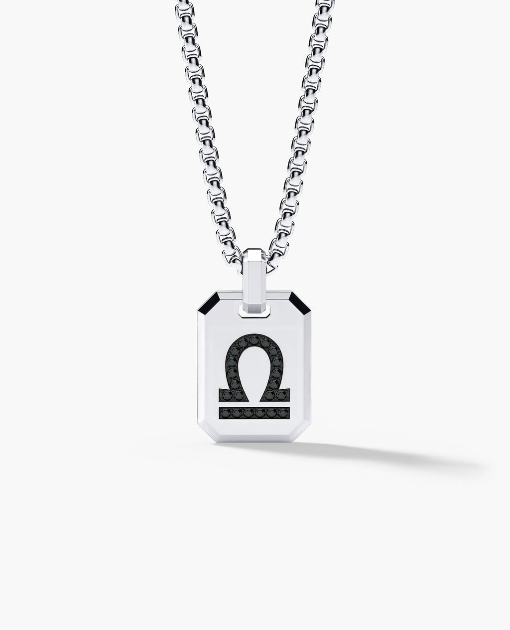 LIBRA MINI ZODIAC Dog Tag Gold Pendant with 0.25ct Black Diamonds