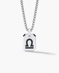 LIBRA MINI ZODIAC Dog Tag Gold Pendant with 0.25ct Black Diamonds