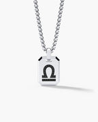 LIBRA MINI ZODIAC Dog Tag Gold Pendant with 0.25ct Black Diamonds