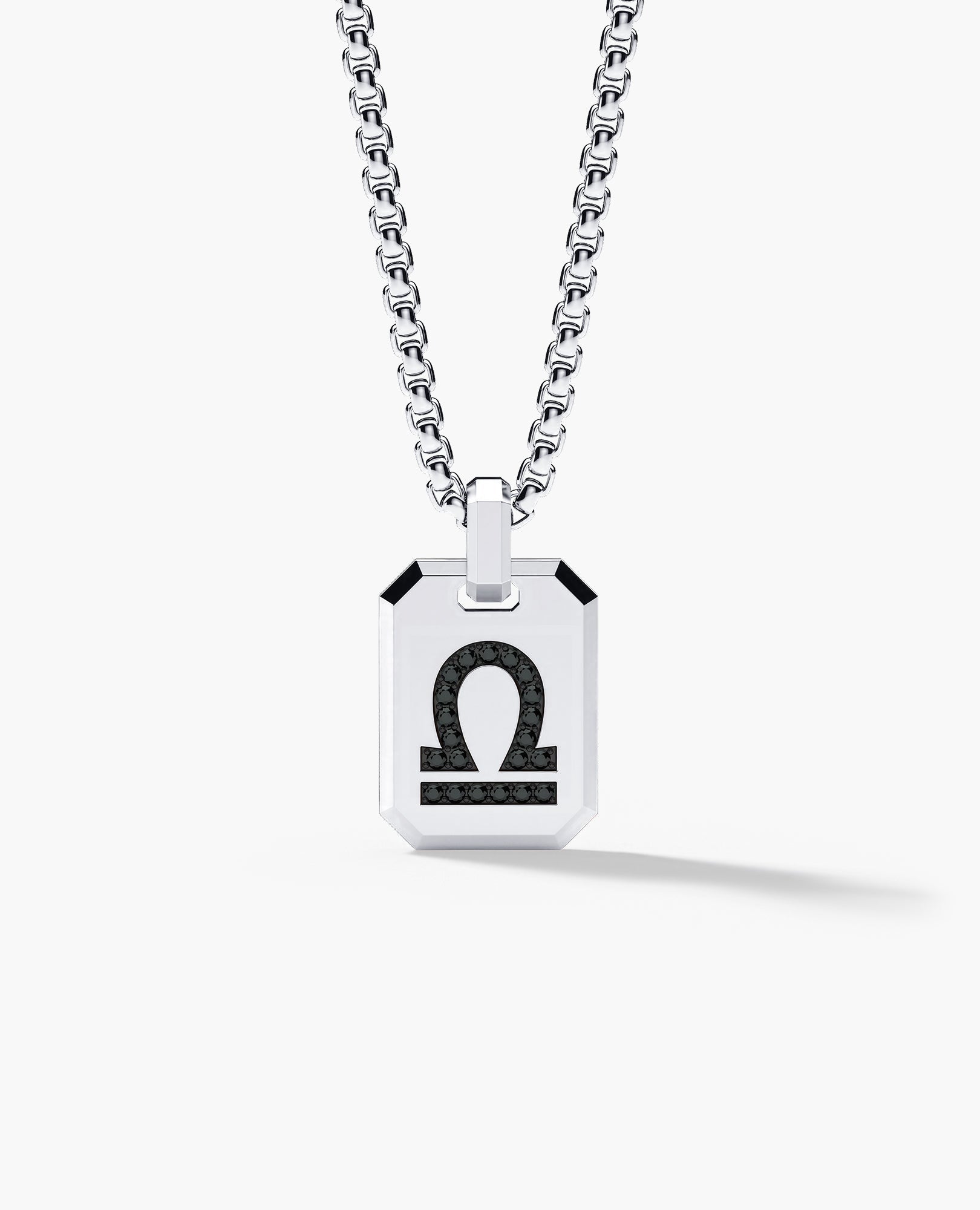 LIBRA MINI ZODIAC Dog Tag Gold Pendant with 0.25ct Black Diamonds