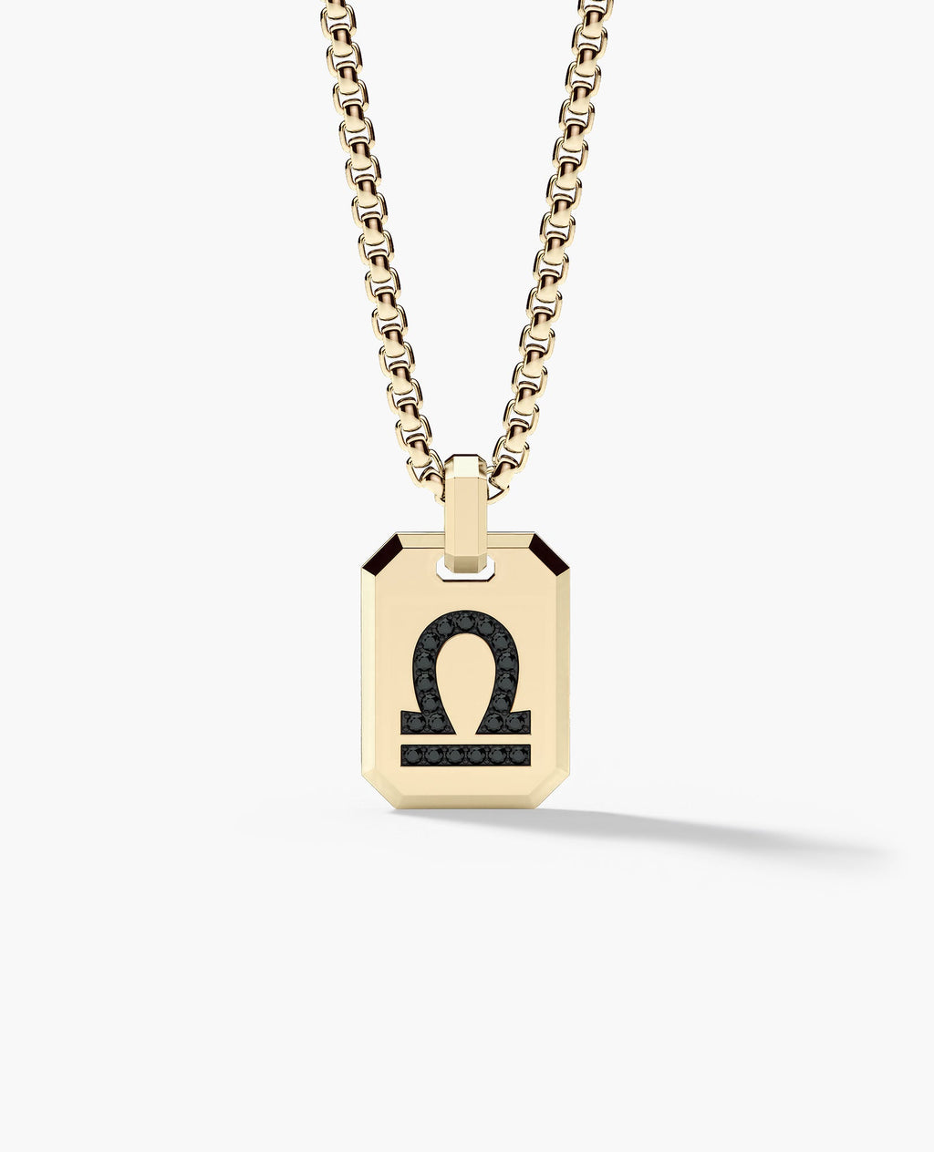 LIBRA MINI ZODIAC Dog Tag Gold Pendant with 0.25ct Black Diamonds