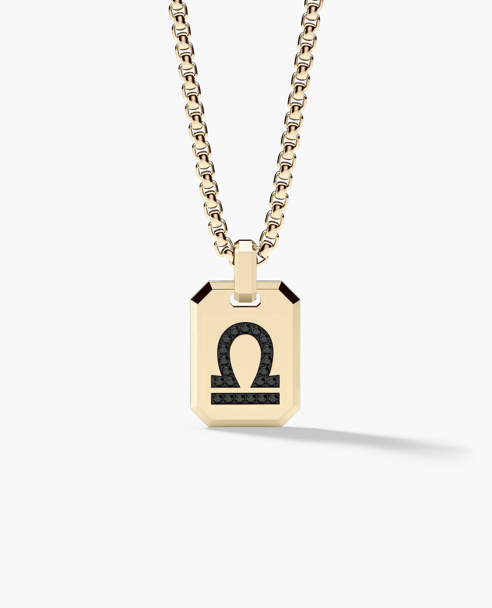 LIBRA MINI ZODIAC Dog Tag Gold Pendant with 0.25ct Black Diamonds