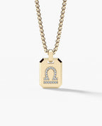 LIBRA MINI ZODIAC Dog Tag Gold Pendant with 0.25ct Diamonds