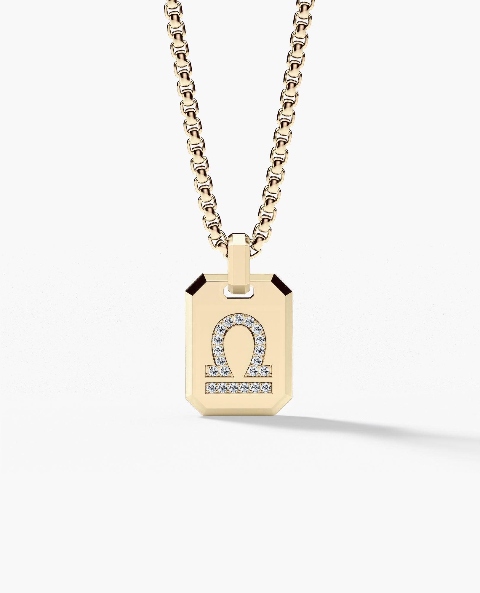 LIBRA MINI ZODIAC Dog Tag Gold Pendant with 0.25ct Diamonds