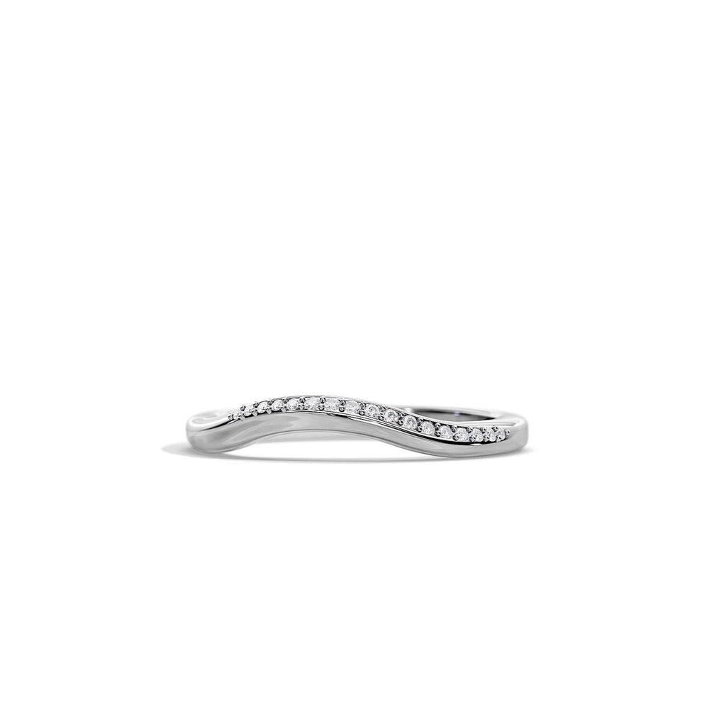 0.07 TCW Round Moissanite Curved Wedding Band