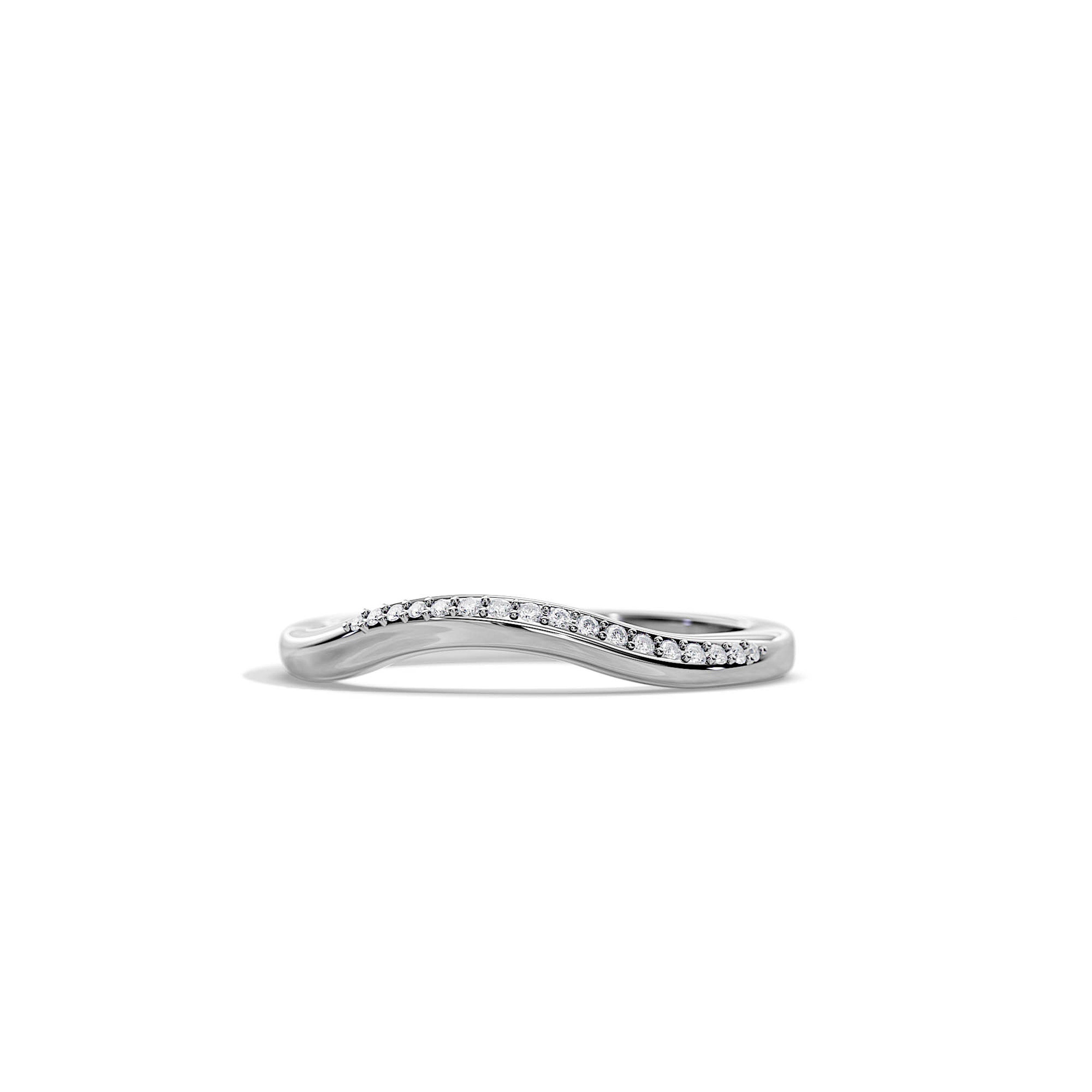 0.07 TCW Round Moissanite Curved Wedding Band
