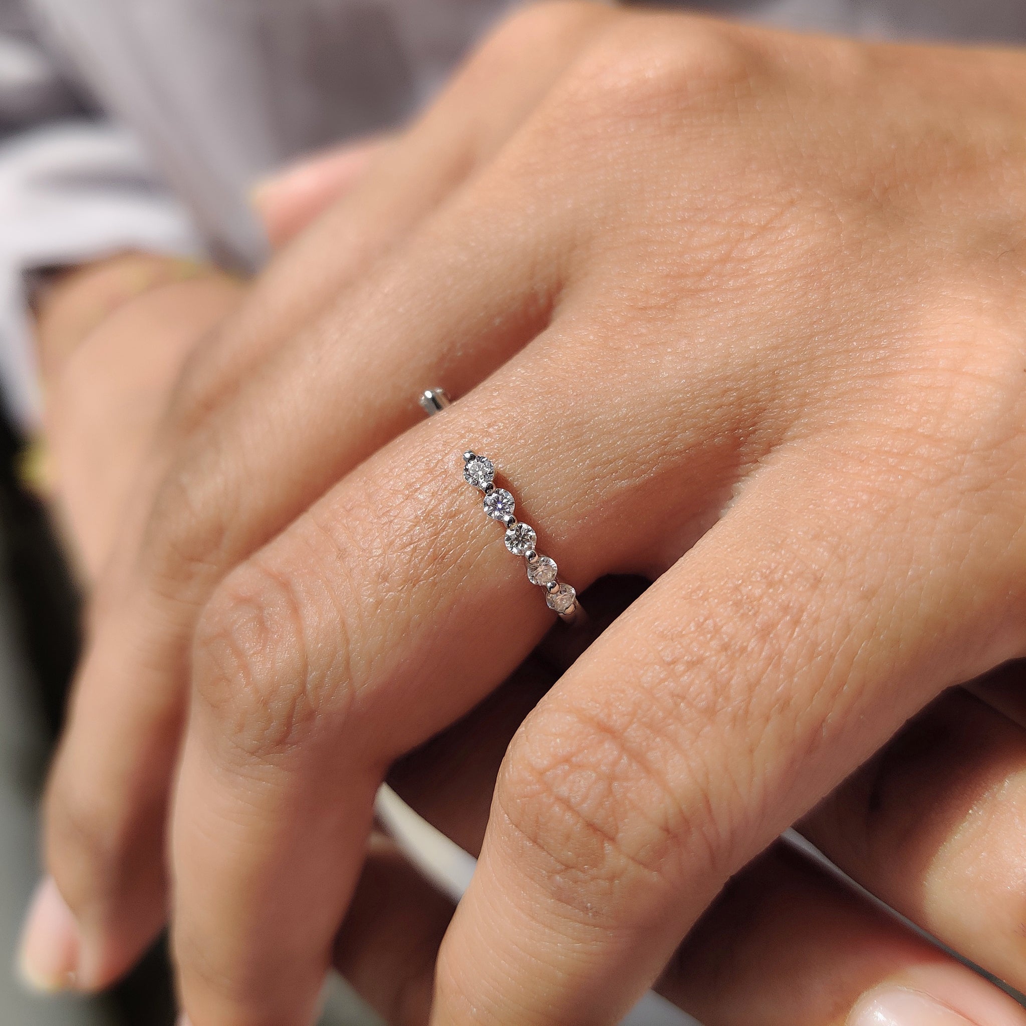 Round Cut Shared Prong Wedding Band