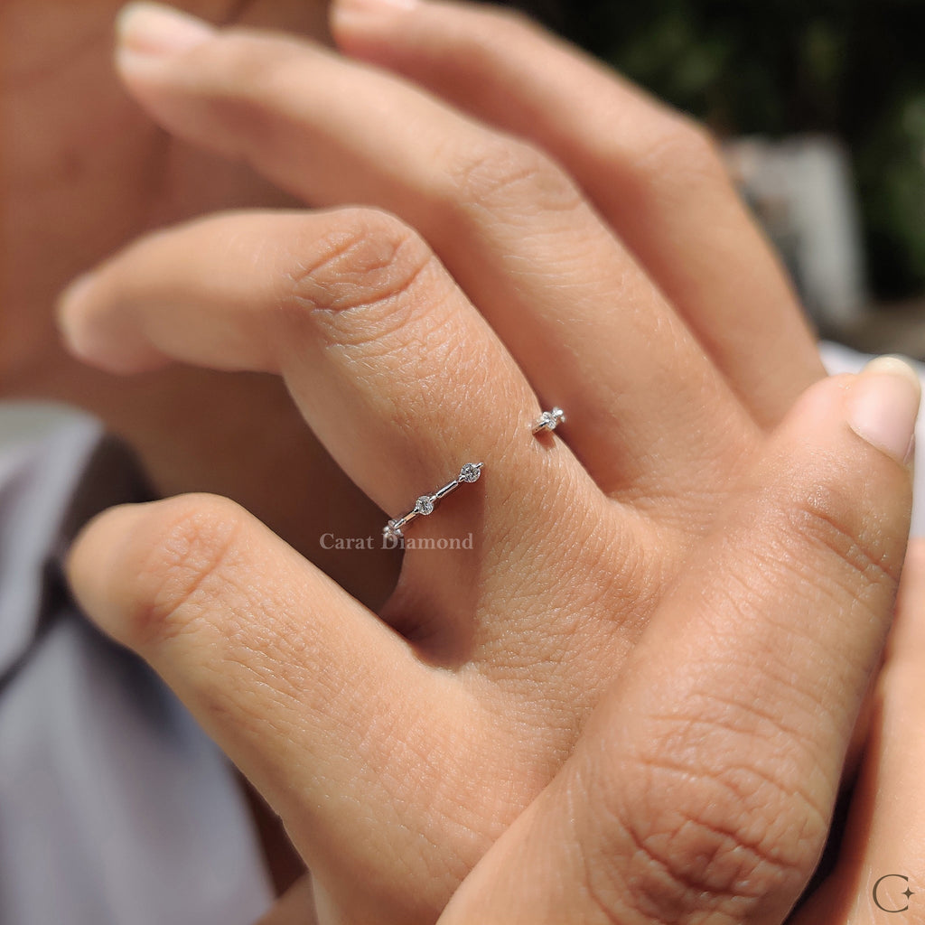 Open Gap Wedding Band with Round Cut Diamond