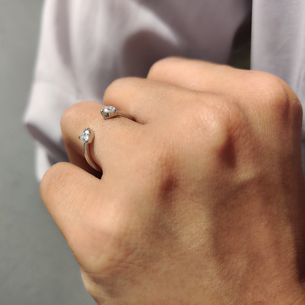 Open Gap 2 Stone Wedding Band