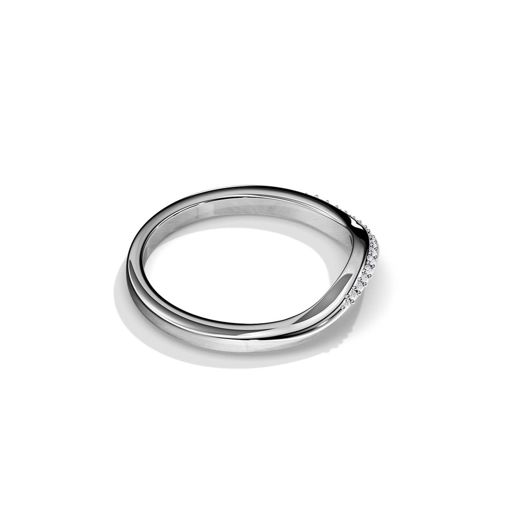 0.07 TCW Round Moissanite Curved Wedding Band