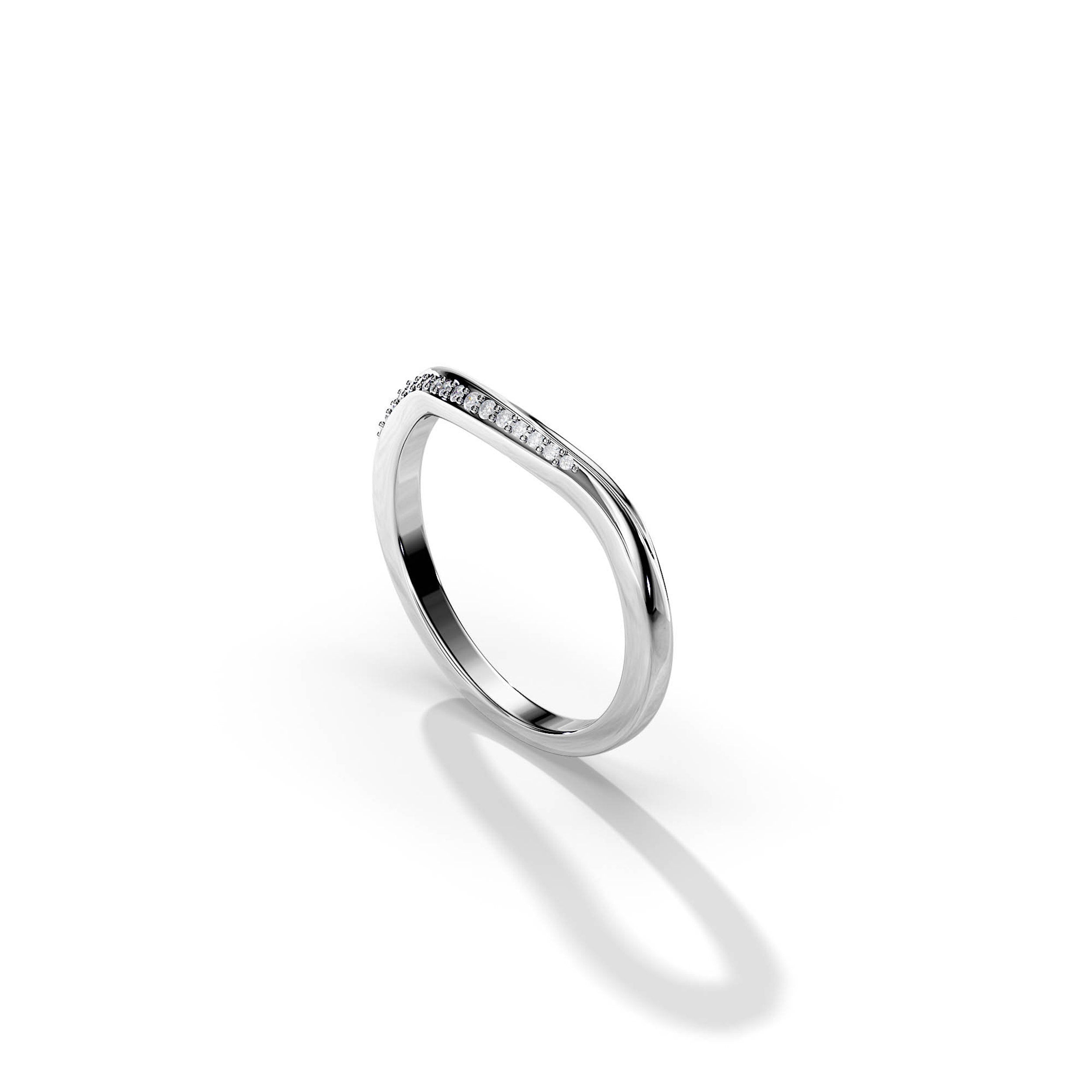 0.07 TCW Round Moissanite Curved Wedding Band