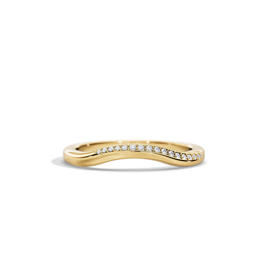 0.07 TCW Round Moissanite Curved Wedding Band