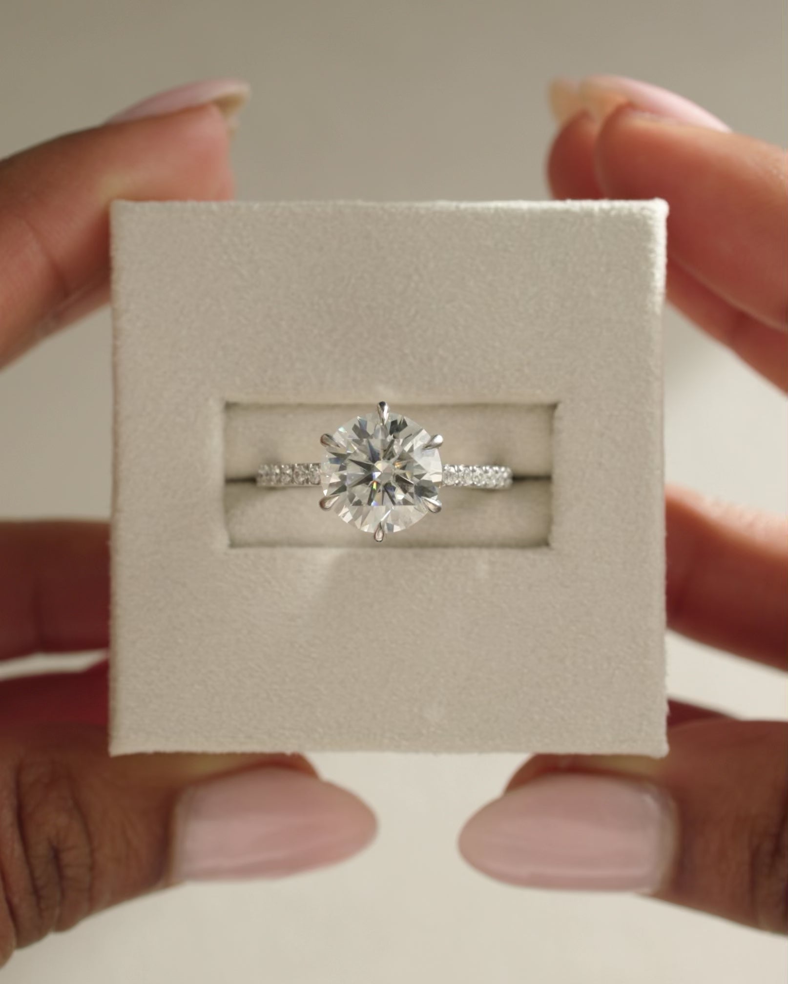2.50-4.50 CT Round Cut Lab Grown Diamond  Hidden Halo & Pave Engagement Ring Main image