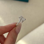 3.0 CT Elongated Cushion Cut Moissanite Pave Style Engagement Ring