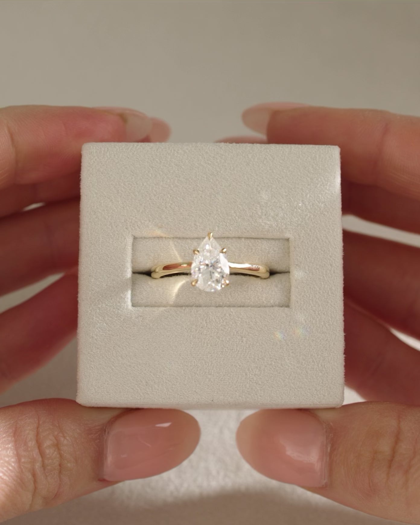1.41-3.41 CT Pear Cut Lab Grown Diamond Solitaire Engagement Ring