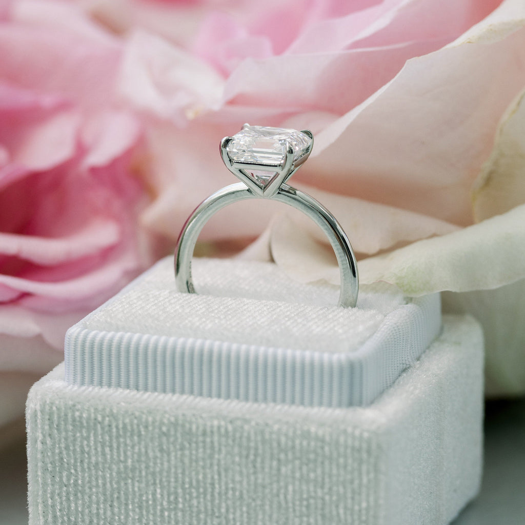2.0 CT Asscher Cut Moissanite Solitaire Engagement Ring