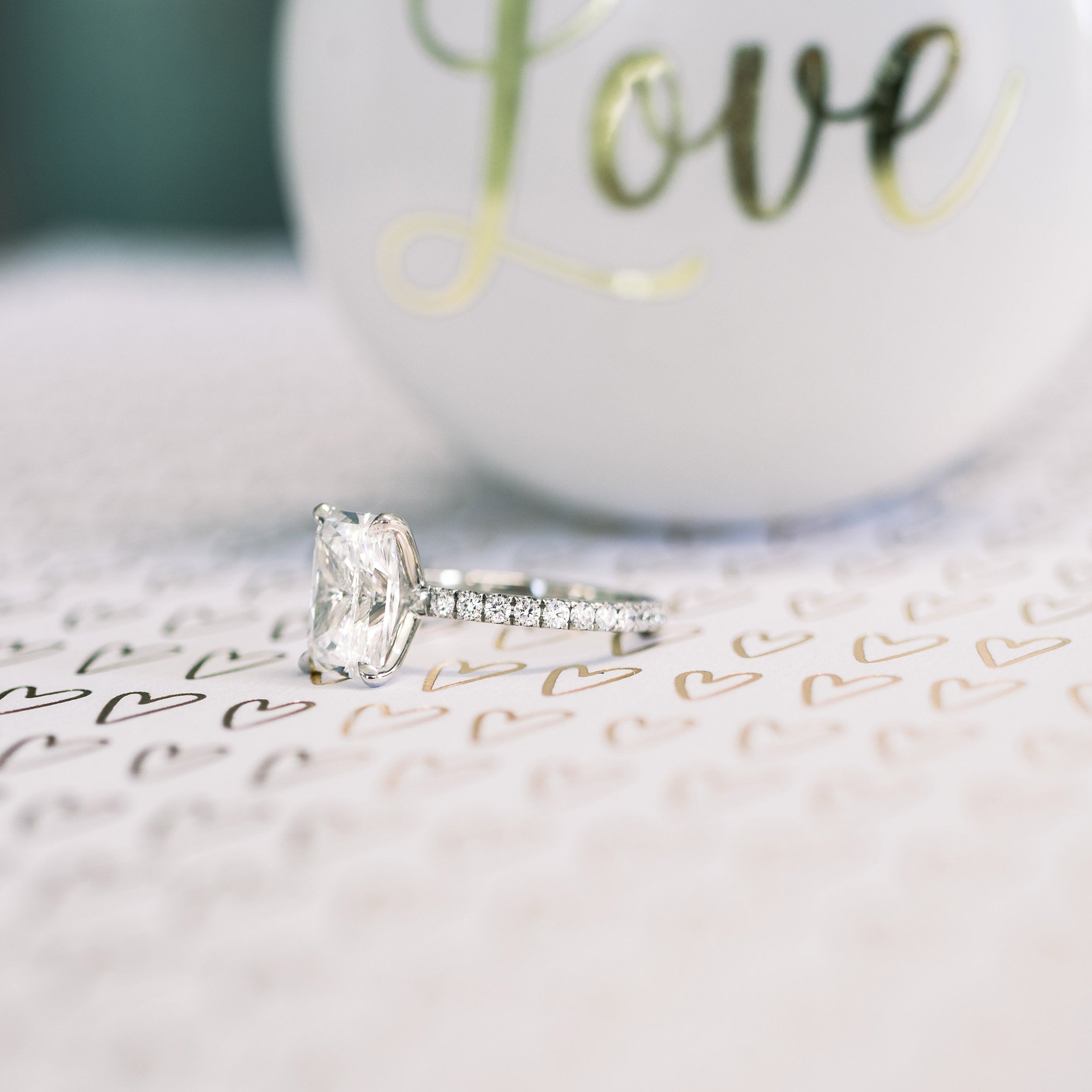 2.0 CT Radiant Moissanite Pave Setting Engagement Ring