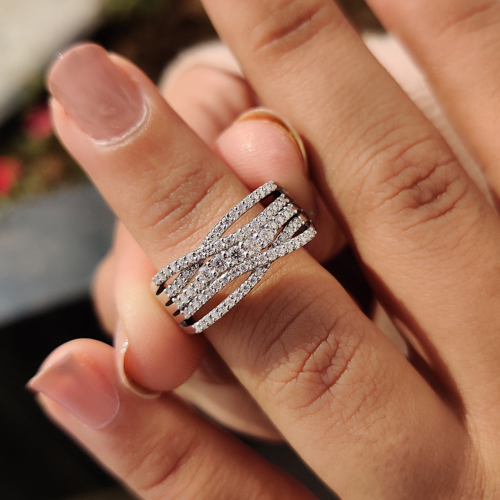 Multi Row Pave Round Cut Band