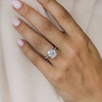 4.65 CT Cushion Moissanite Hidden Halo With Pave Setting Engagement Ring