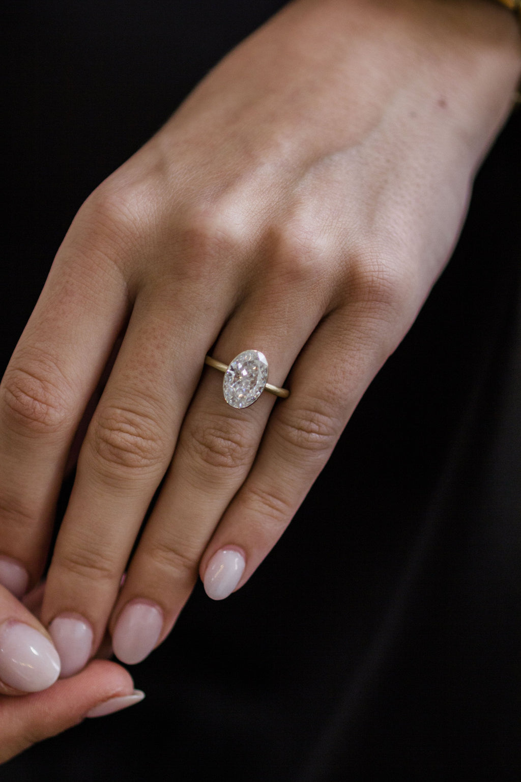 4.0 CT Oval Cut Moissanite Bezel Engagement Ring