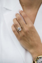 4.10 CT Emerald Cut Moissanite Solitaire Engagement Ring