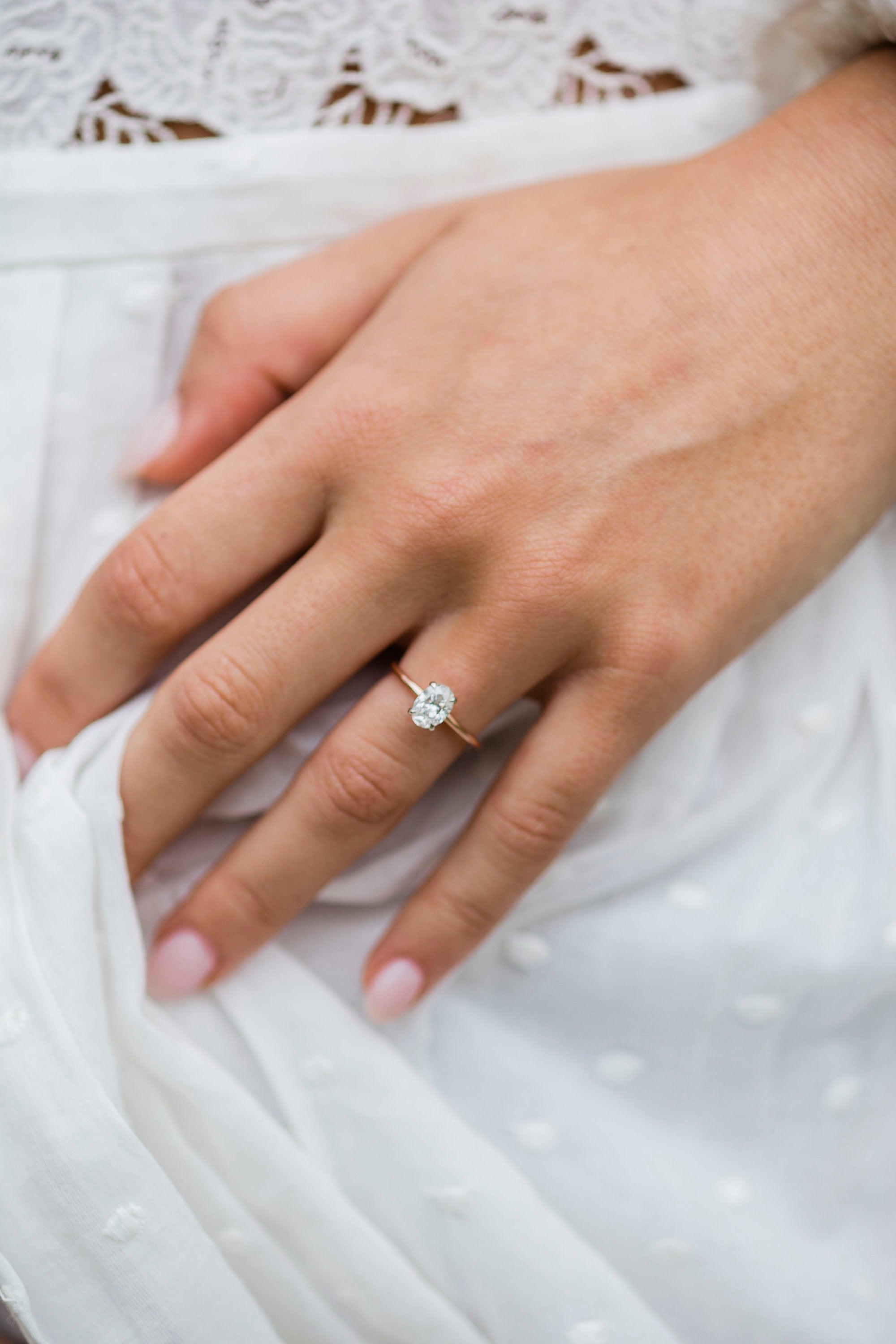 1.33 CT Oval Cut Hidden Halo Moissanite Engagement Ring